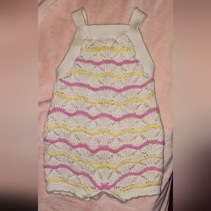 Old Navy Cream, Pink, and Yellow Knit Baby Romper
